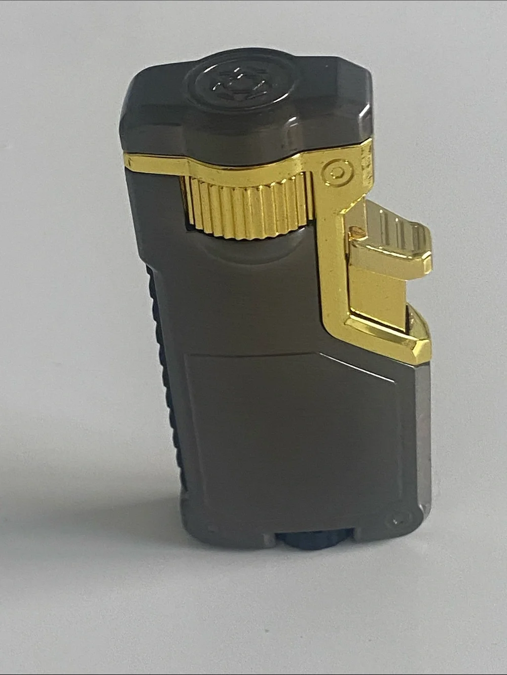 Gray and Gold Butane Lighter - Compact Pocket Flame